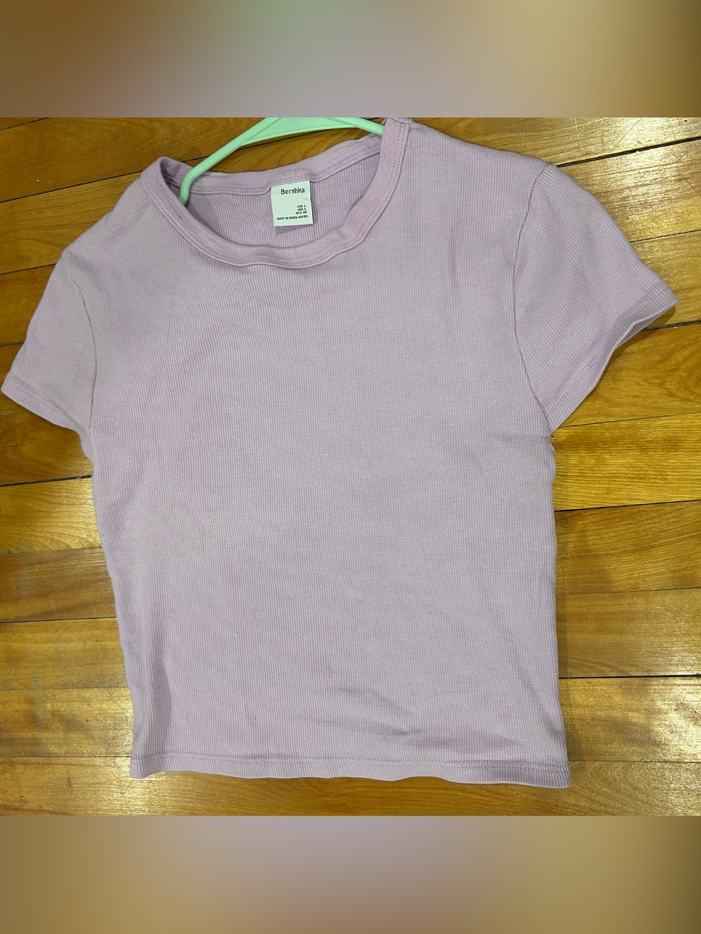 Bershka Lilac Ribbed Crop Top